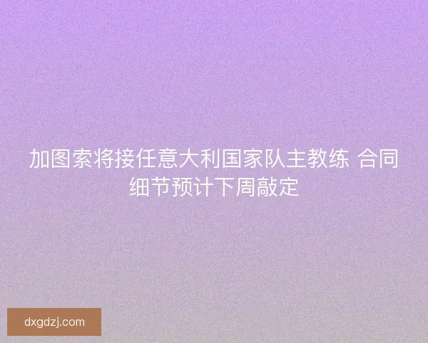 加图索将接任意大利国家队主教练 合同细节预计下周敲定