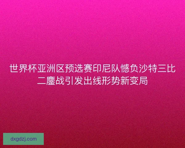 世界杯亚洲区预选赛印尼队憾负沙特三比二鏖战引发出线形势新变局